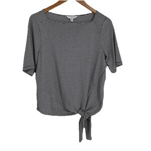 LK Bennett Women TJ Kendall Top M Striped Lyocell Blend Side Tie Nautical Resort